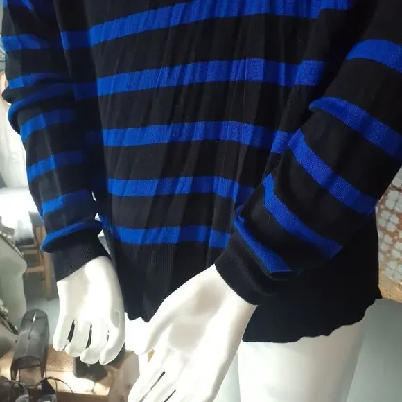 Zara Black and Blue Striped Women's Sweater - Picture 4 of 11